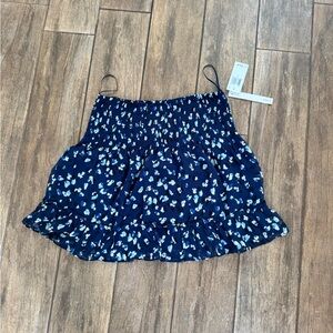 Aqua Midnight Blue and Ivory Patterned Mini Skirt